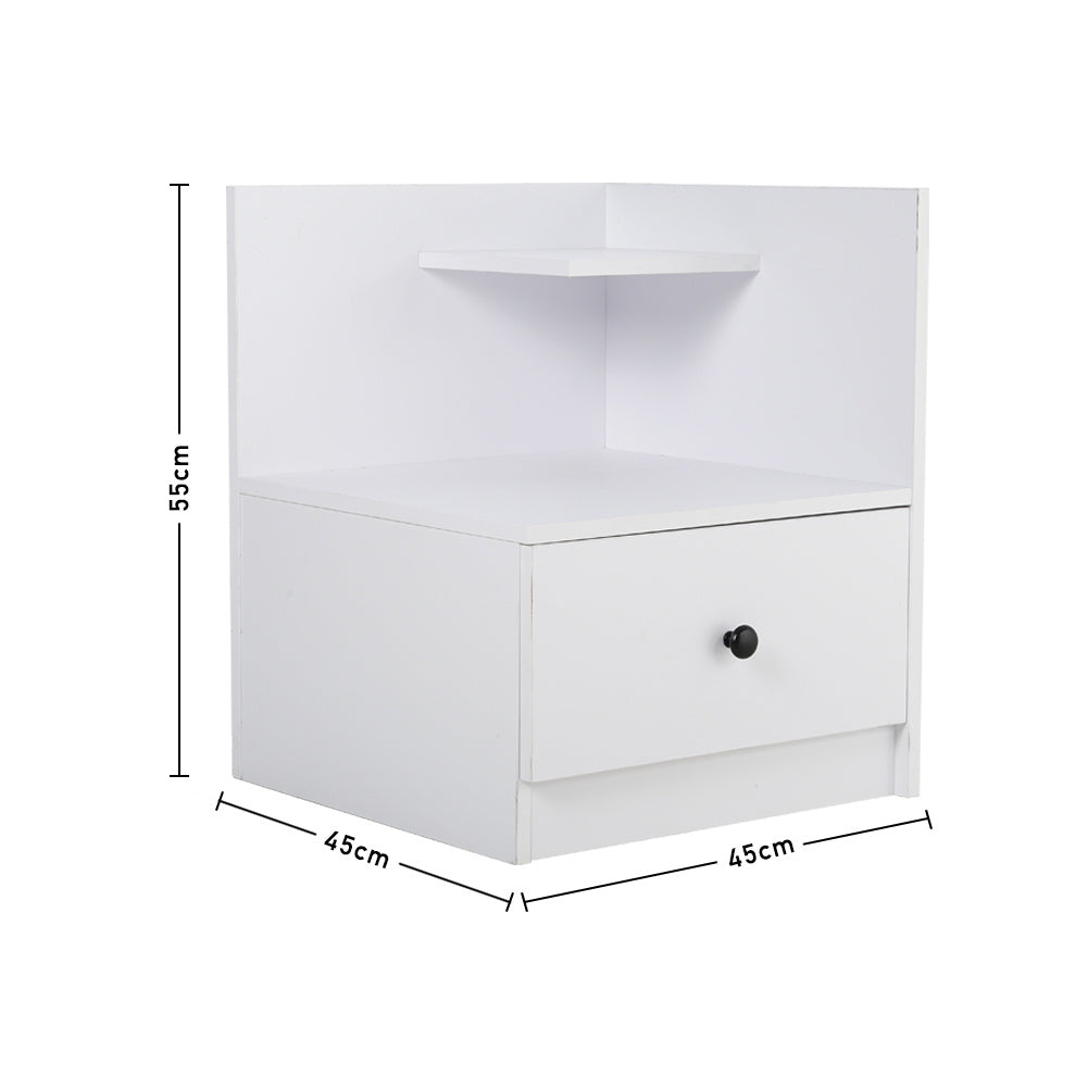 Urban Style Bedside Table with Drawer and Open Shelf Wooden Nightstand Coffee Tables Living and Home