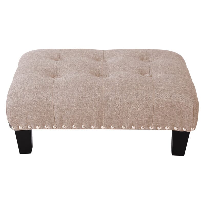 Linen Cotton Beige Footstool Living and Home