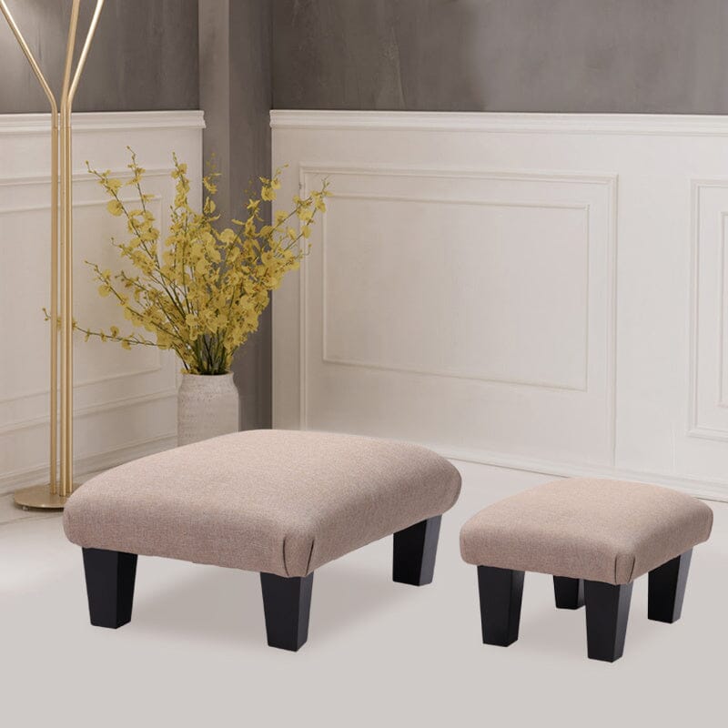 Non-Slip Linen Cotton Beige Footstool Living and Home