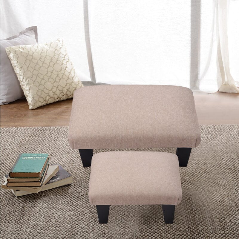 Non-Slip Linen Cotton Beige Footstool Living and Home