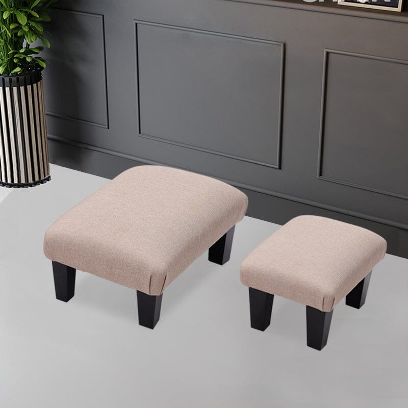 Non-Slip Linen Cotton Beige Footstool Living and Home