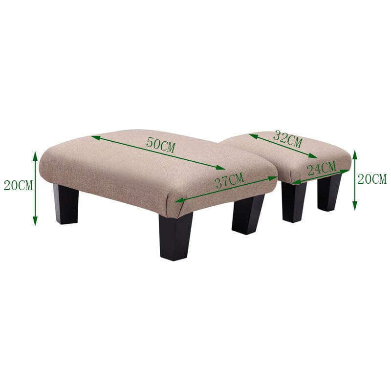 Non-Slip Linen Cotton Beige Footstool Living and Home