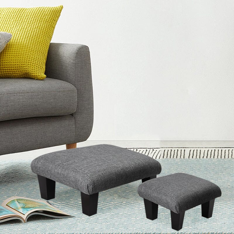 Non-Slip Linen Cotton Beige Footstool Living and Home