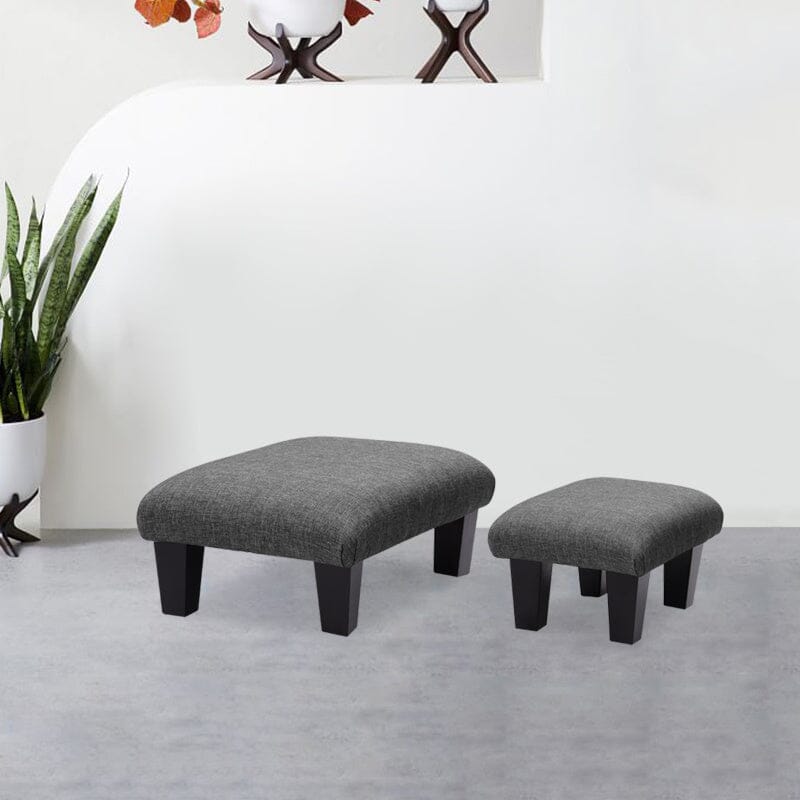 Non-Slip Linen Cotton Beige Footstool Living and Home