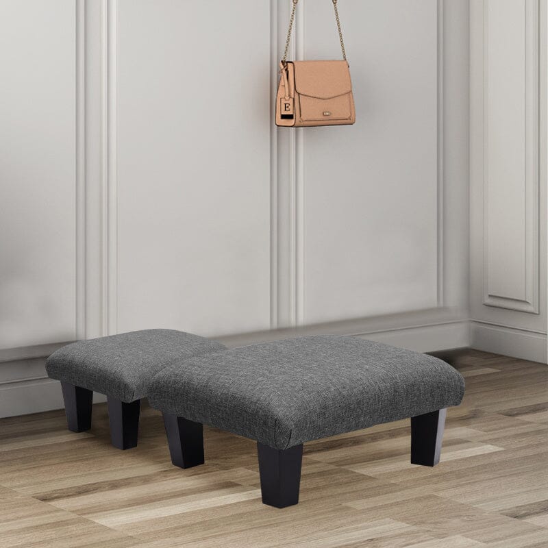 Non-Slip Linen Cotton Beige Footstool Living and Home