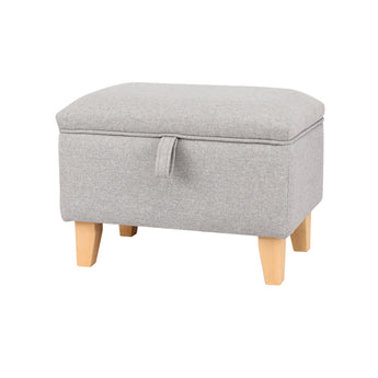 49cm Wide Linen Upholstered Ottoman Footstool with Storage Function