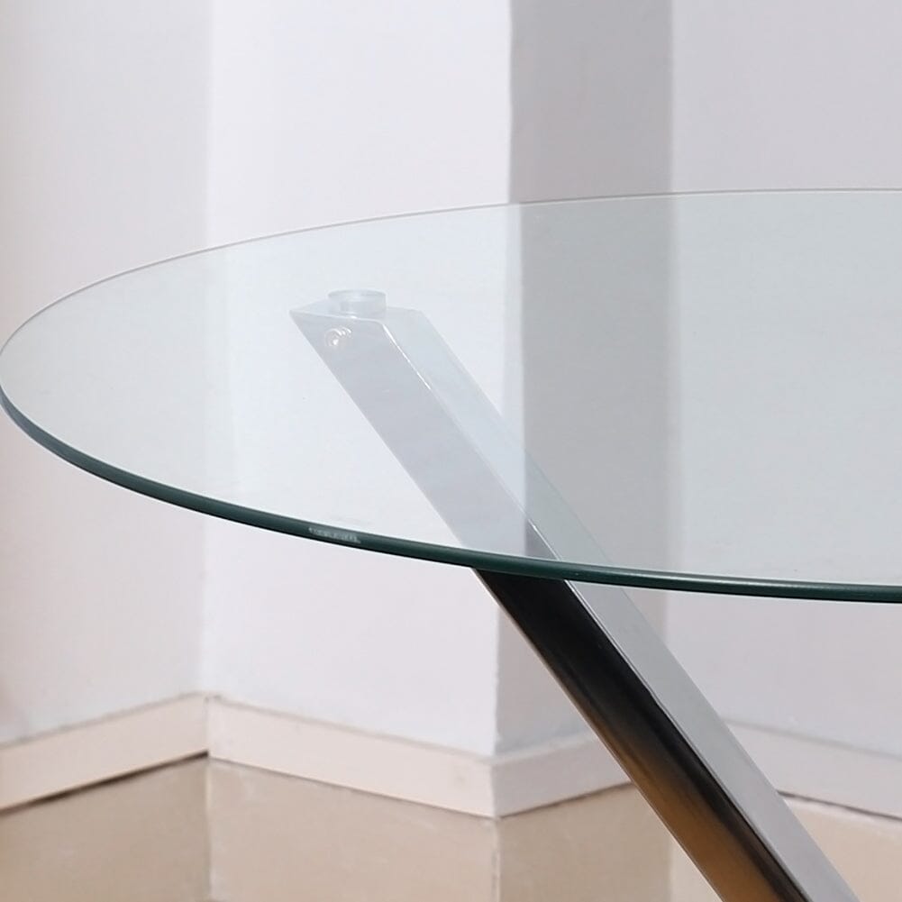 90cm Round Dining Table Tempered Glass Coffee Table Dining Tables Living and Home