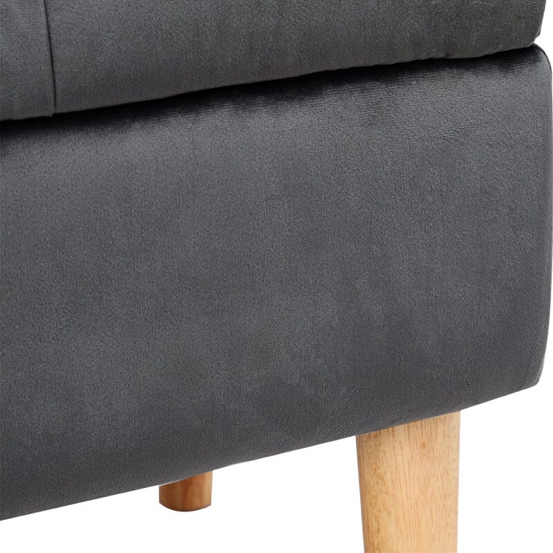 100cm Grey Velvet Upholstered Storage Bench Storage Footstools & Benches Living and Home