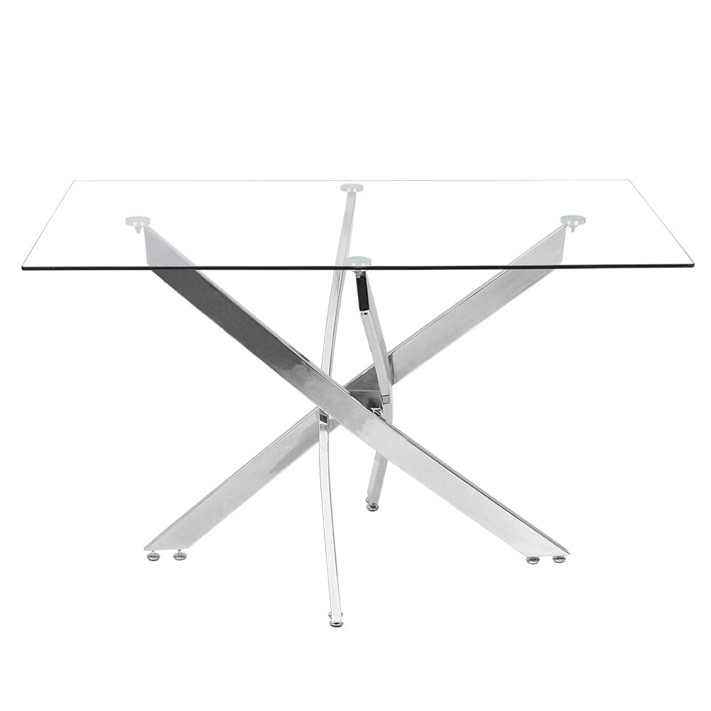 120cm Stylish Tempered Glass Dining Table Dining Tables Living and Home