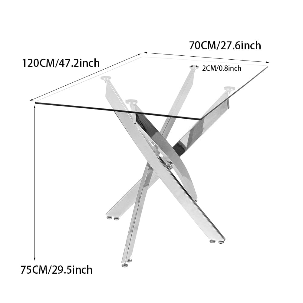 120cm Stylish Tempered Glass Dining Table Dining Tables Living and Home