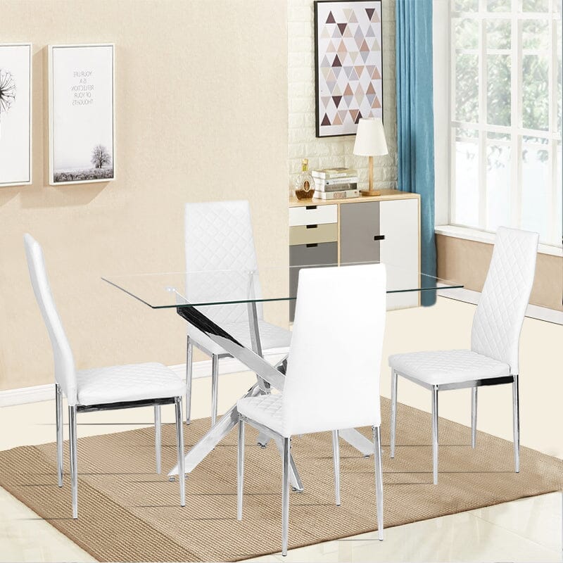 120cm Stylish Tempered Glass Dining Table Dining Tables Living and Home
