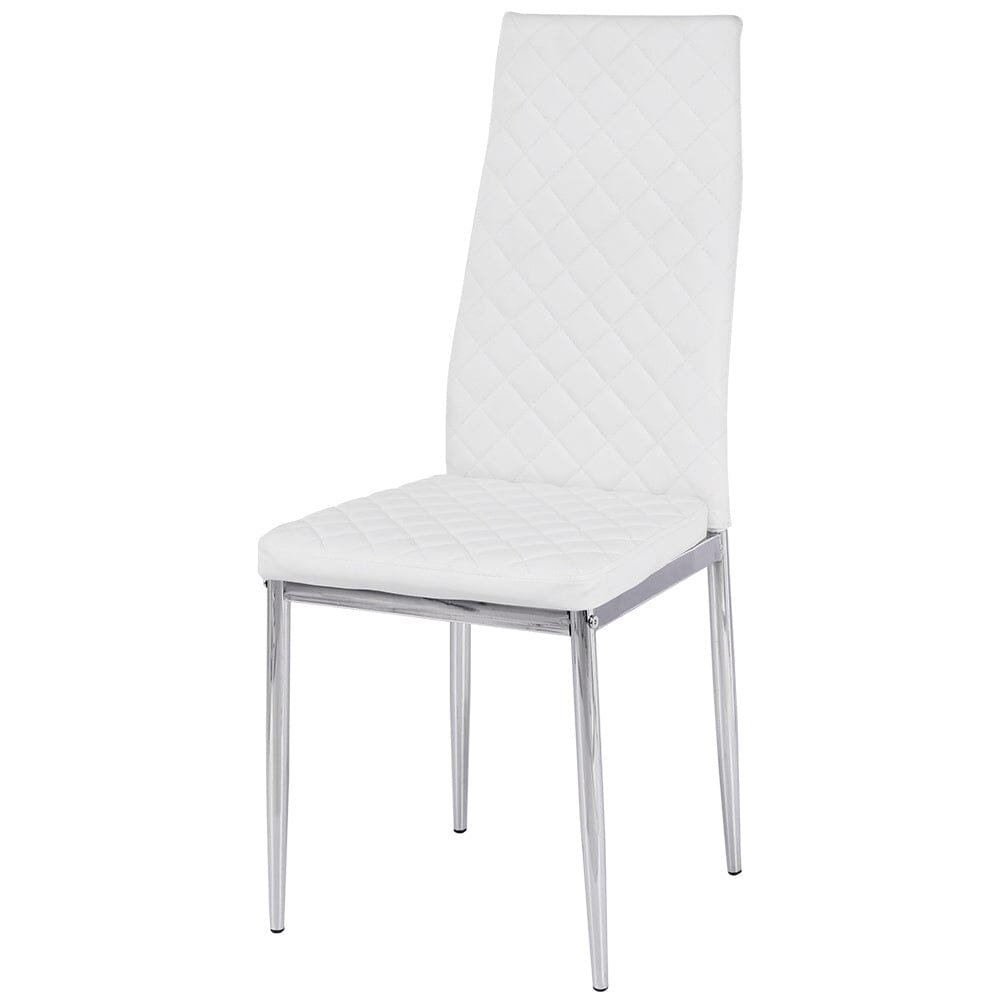 Set of White Electroplated Dining Chairs in PVC Living and Home
