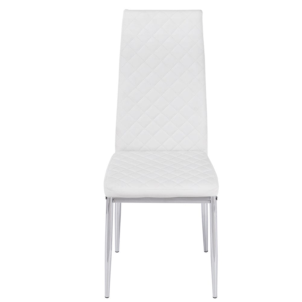Set of White Electroplated Dining Chairs in PVC Living and Home