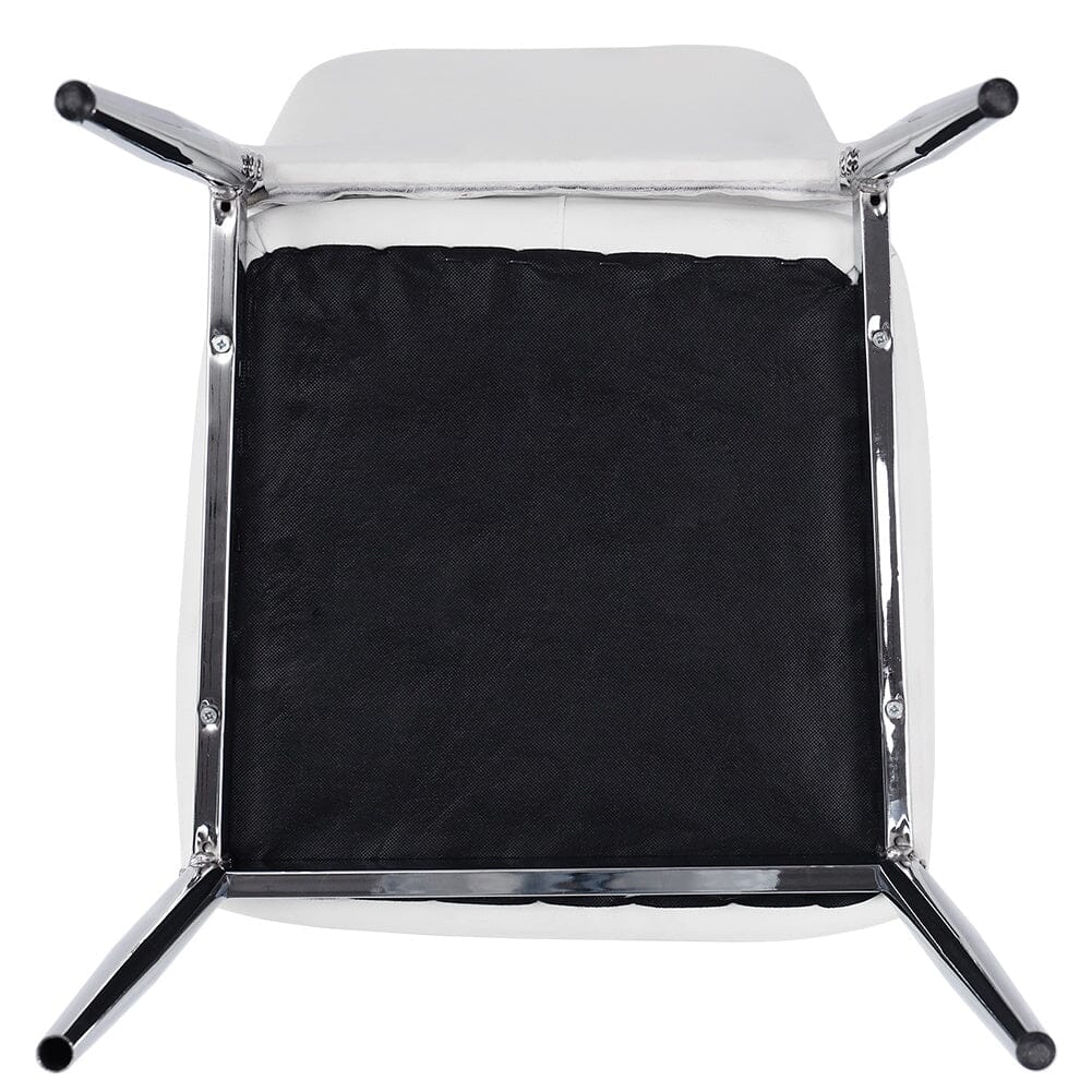 Set of White Electroplated Dining Chairs in PVC Living and Home