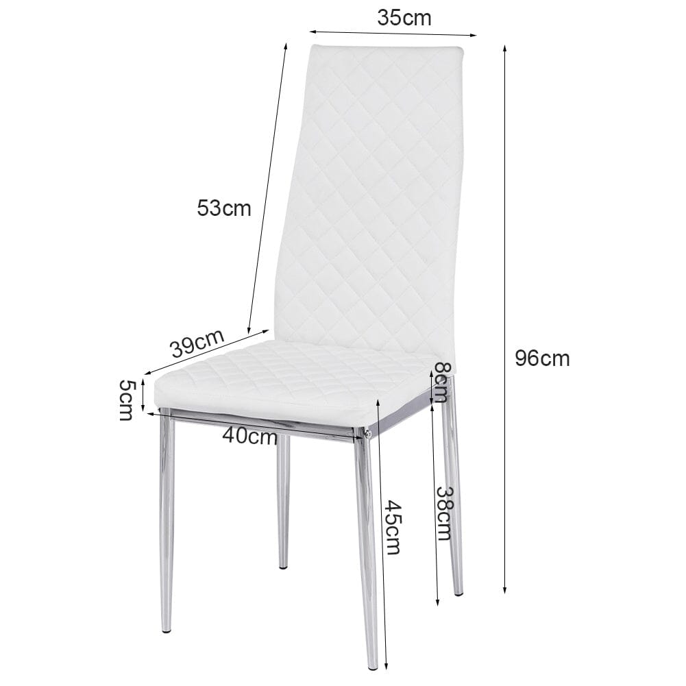 Set of White Electroplated Dining Chairs in PVC Living and Home