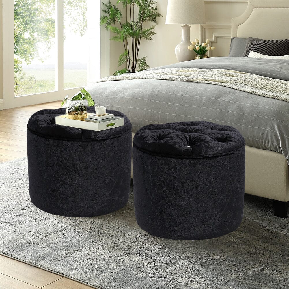 Rheinland Black Footstool Living and Home