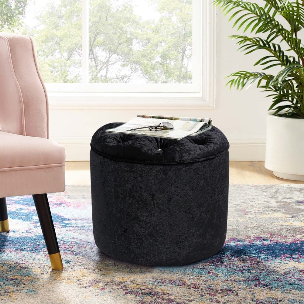 Rheinland Black Footstool Living and Home