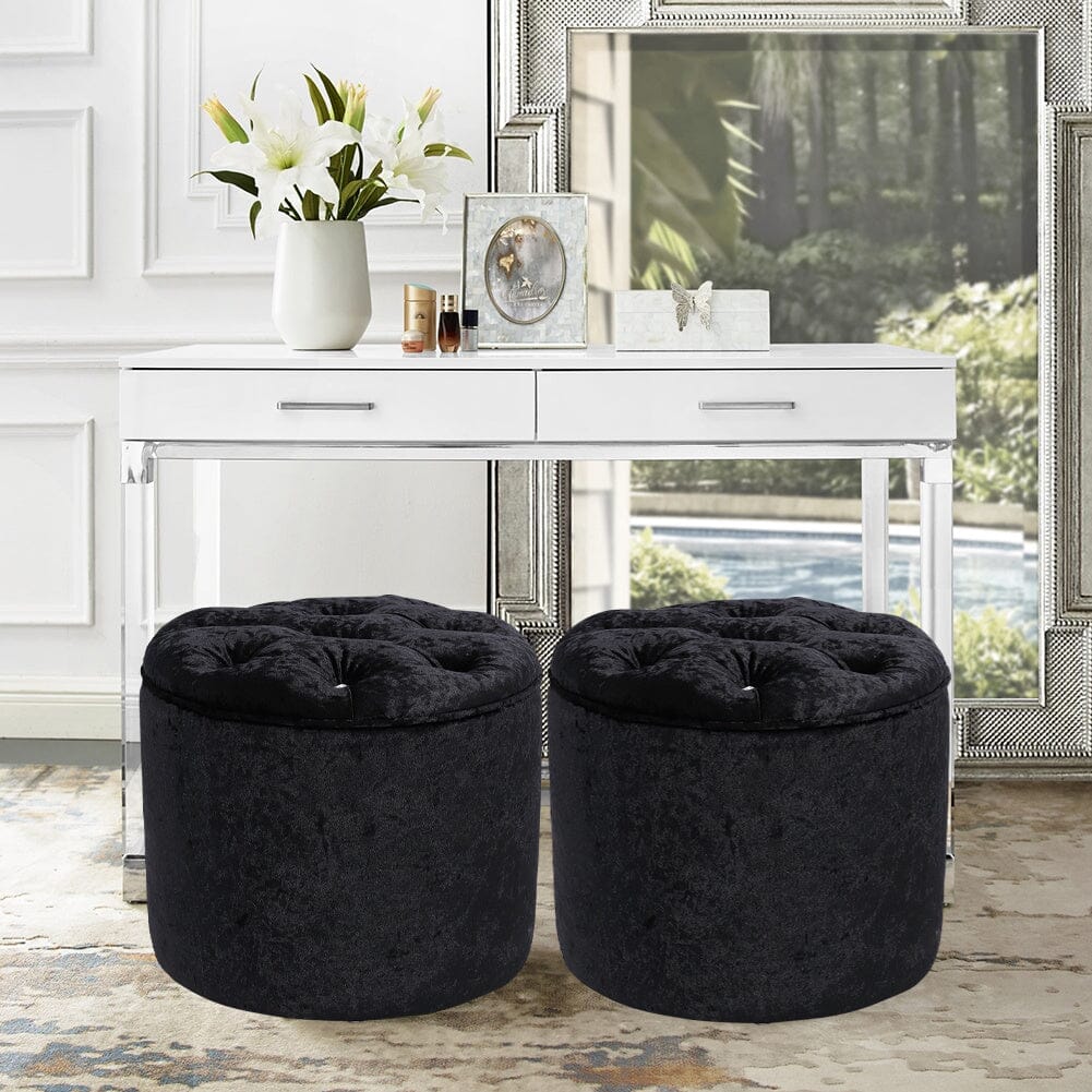 Rheinland Black Footstool Living and Home