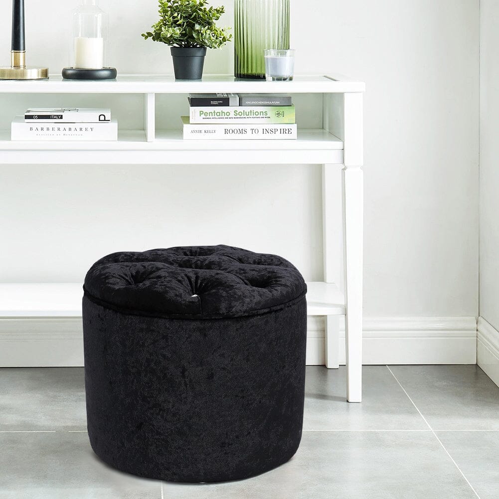 Rheinland Black Footstool Living and Home