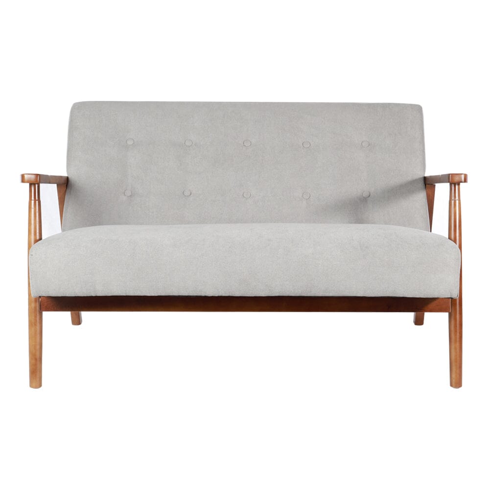 Linen Padded 2 Seater Sofa Rubber Wood Loveseat 2 Seater Sofas Living and Home