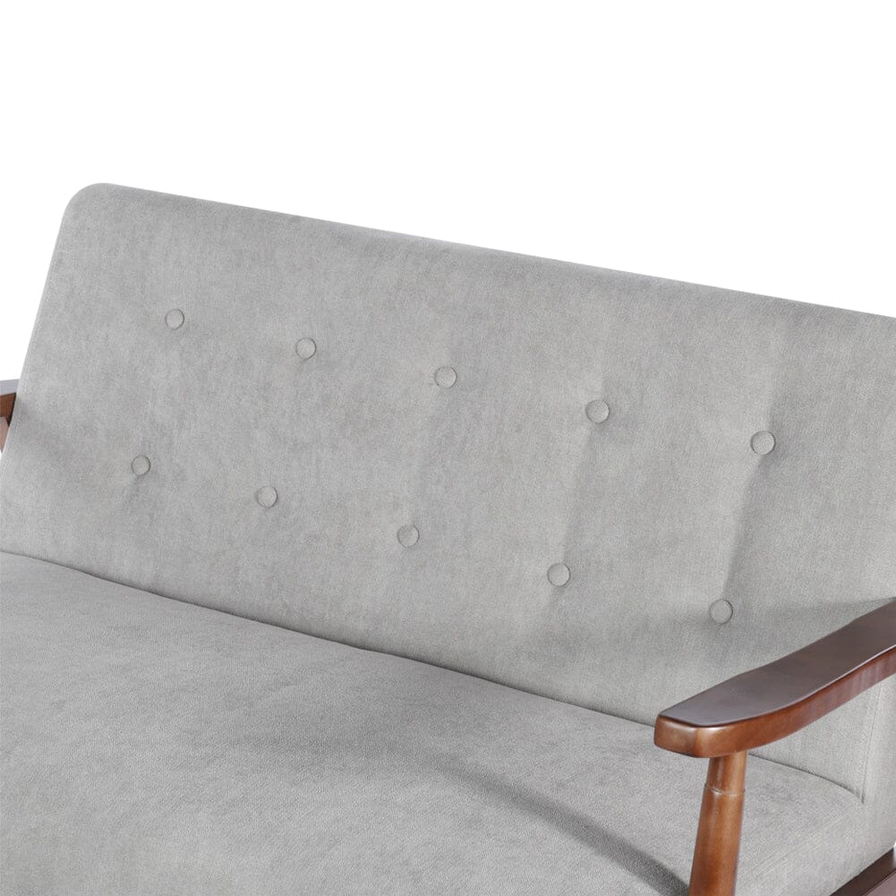Linen Padded 2 Seater Sofa Rubber Wood Loveseat 2 Seater Sofas Living and Home