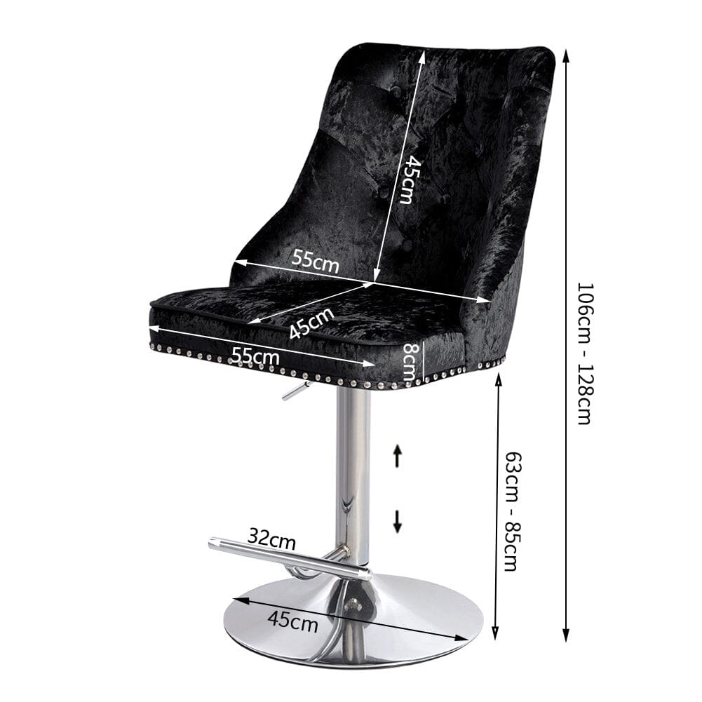 Black Adjustable Bar Stool with Floral Velvet Upholstery Living and Home