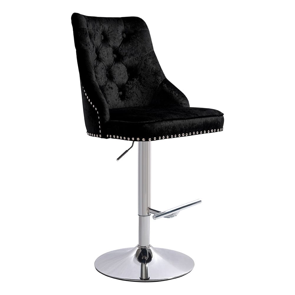 Black Adjustable Bar Stool with Floral Velvet Upholstery Living and Home