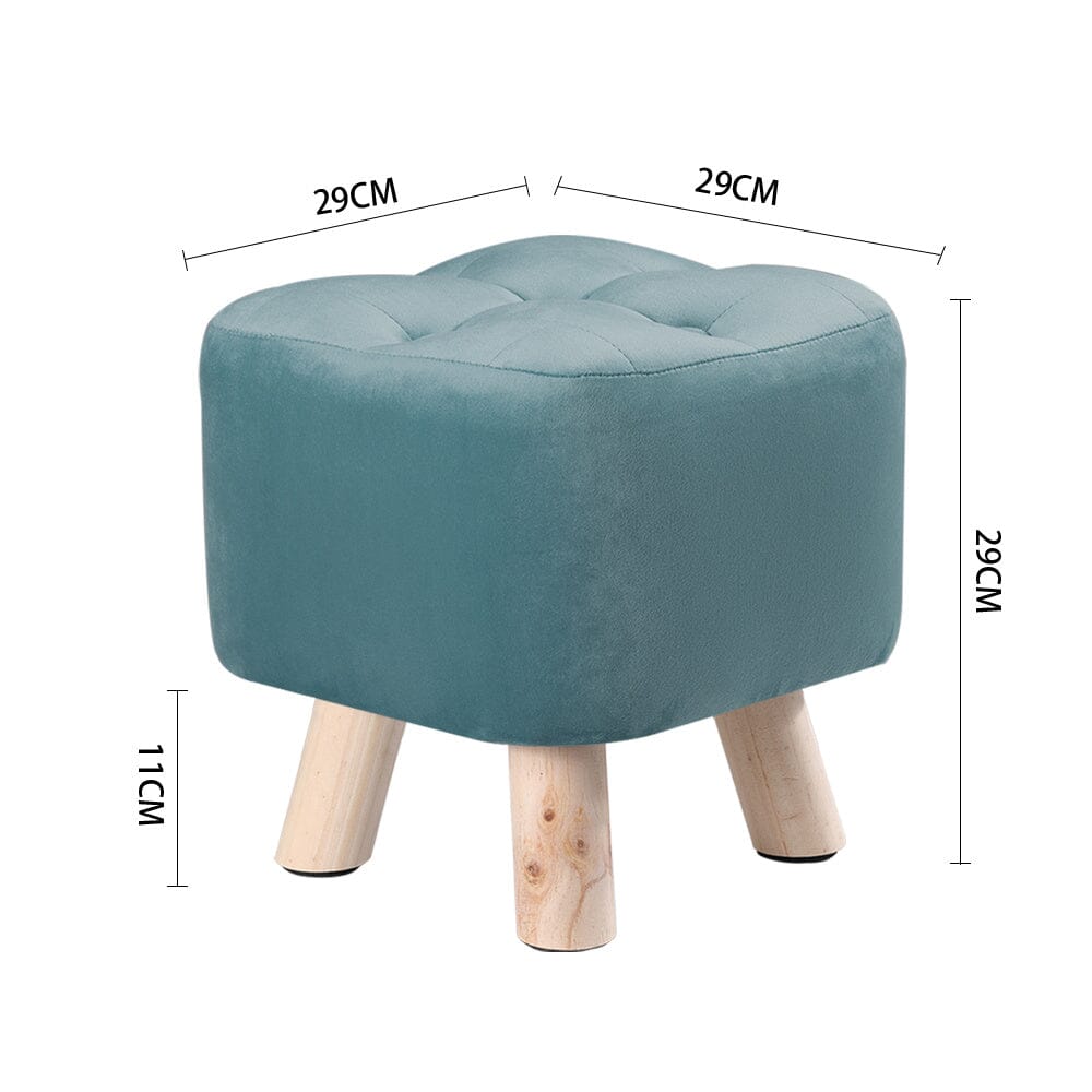 Tufted Velvet Square Footstool with Wooden Legs Living and Home