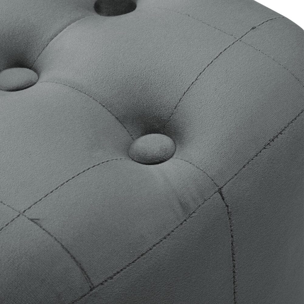 Tufted Velvet Square Footstool with Wooden Legs Living and Home