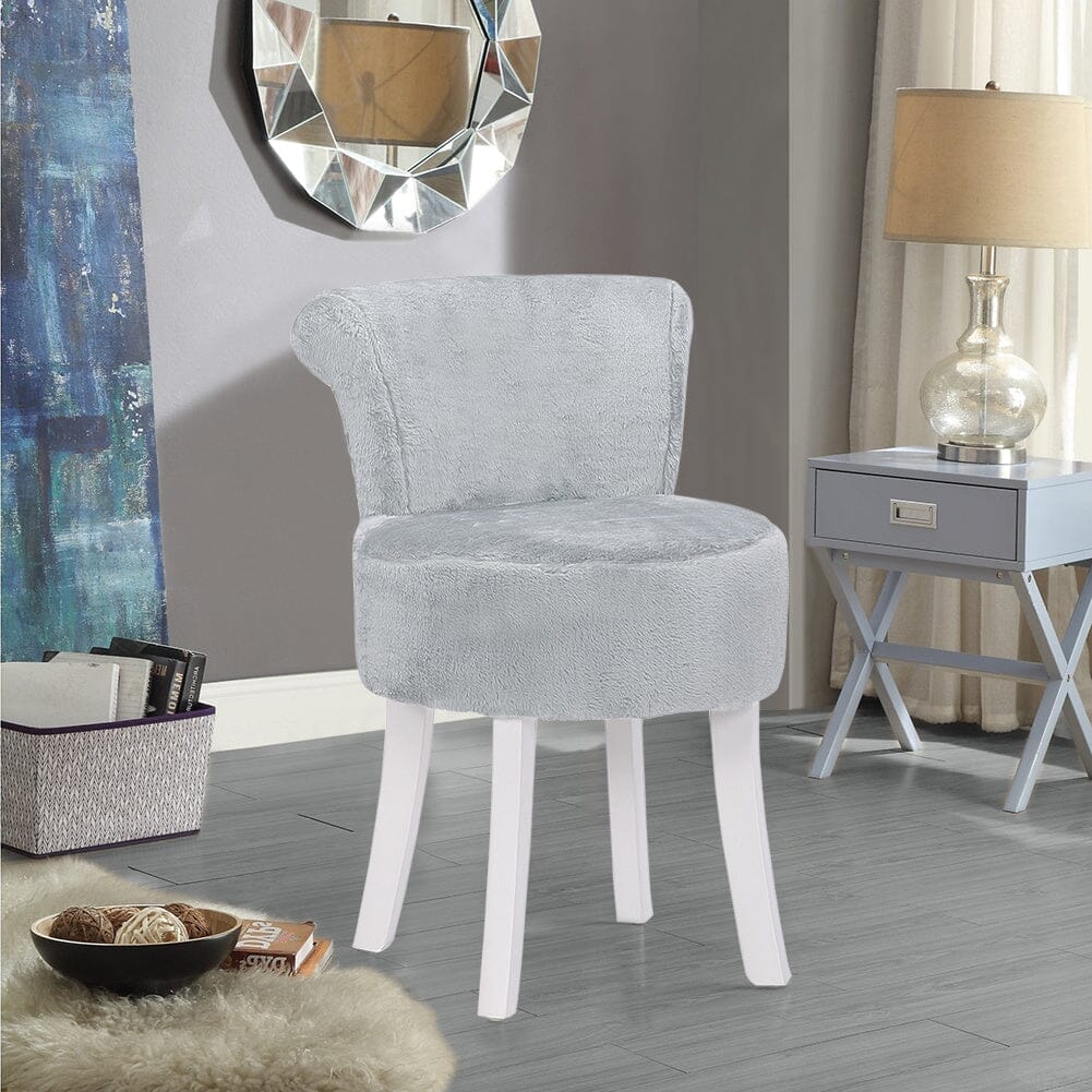Modern Plush Upholstered Dressing Table Chair with White Legs Living and Home