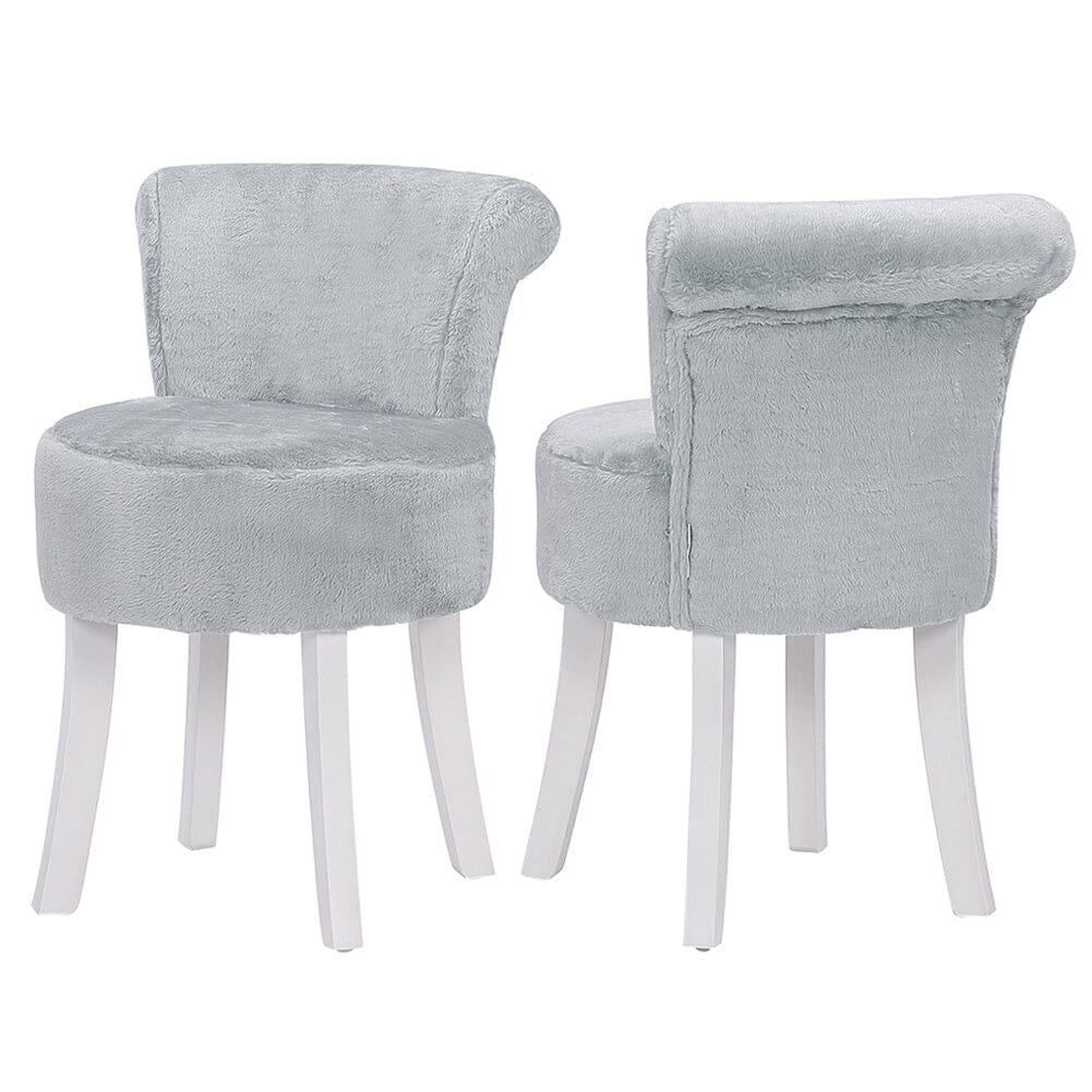 Modern Plush Upholstered Dressing Table Chair with White Legs Living and Home