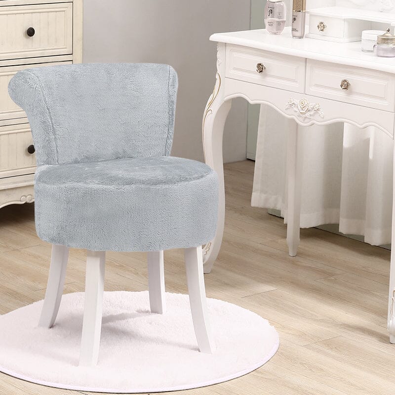 Modern Plush Upholstered Dressing Table Chair with White Legs Living and Home