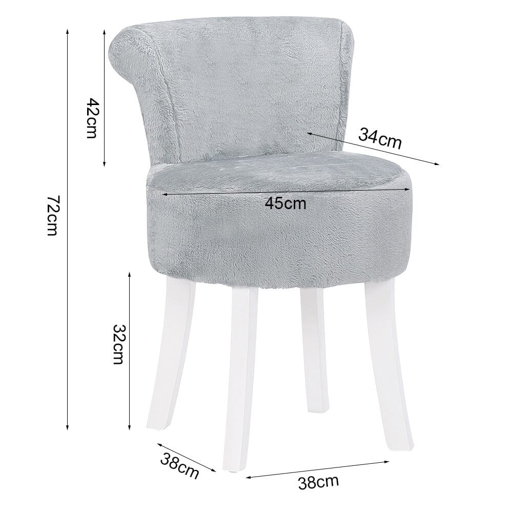 Modern Plush Upholstered Dressing Table Chair with White Legs Living and Home