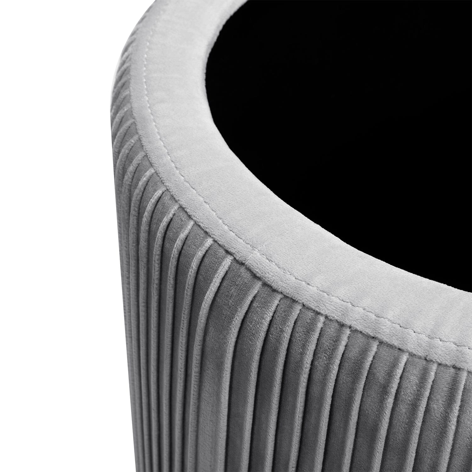 Dia. 38cm Round Ruched Velvet Padded Seat Ottoman Storage Footstool Lift-Off Lid Storage Footstools & Benches Living and Home