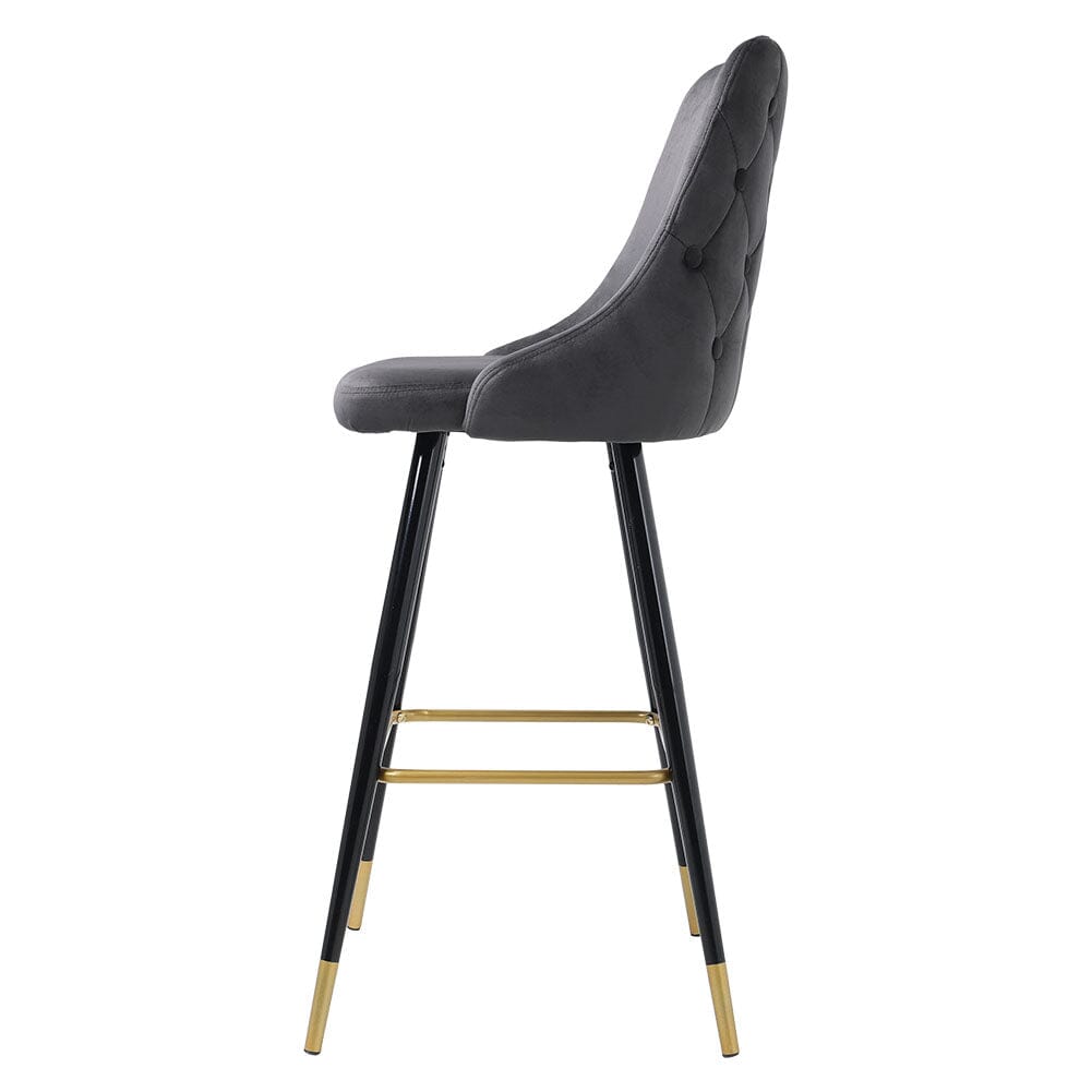 3ft Height Bar Stools with Footrest Set of 2 Velvet Padded Bar Stools Living and Home