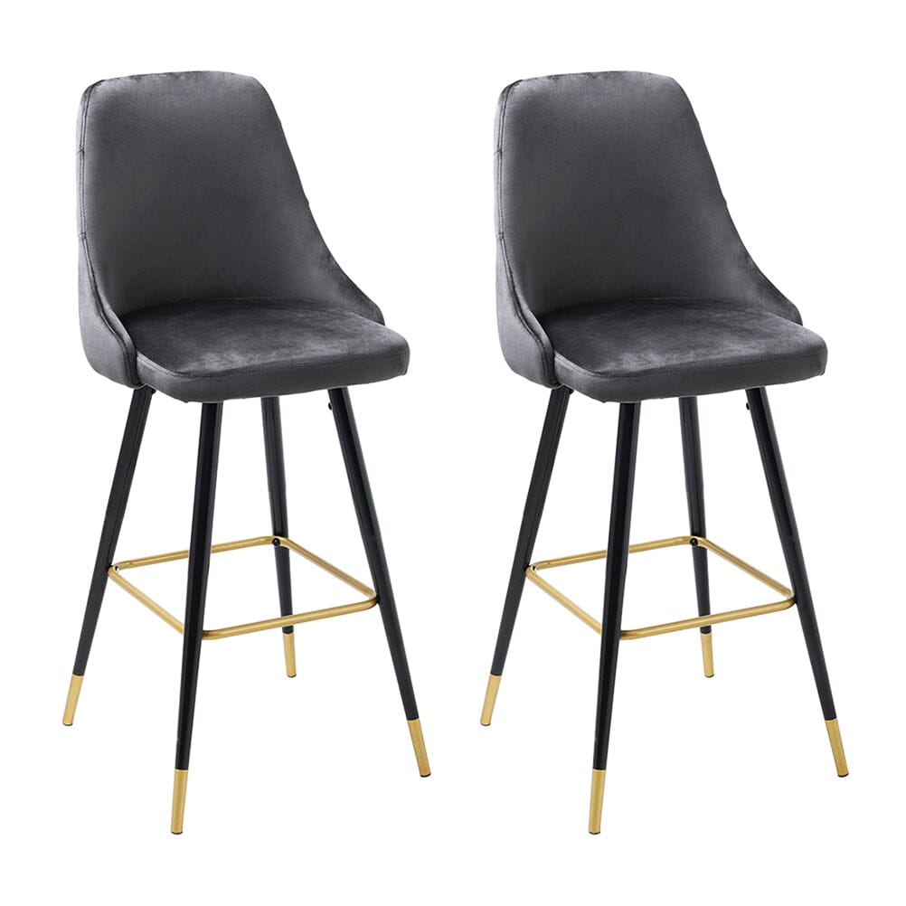 3ft Height Bar Stools with Footrest Set of 2 Velvet Padded Bar Stools Living and Home