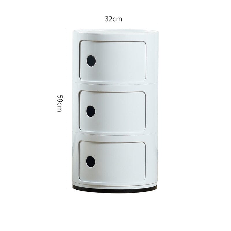 58cm Height Cylindrical 3-Tier Plastic Storage 3 Drawer Unit Storage Drawers Living and Home