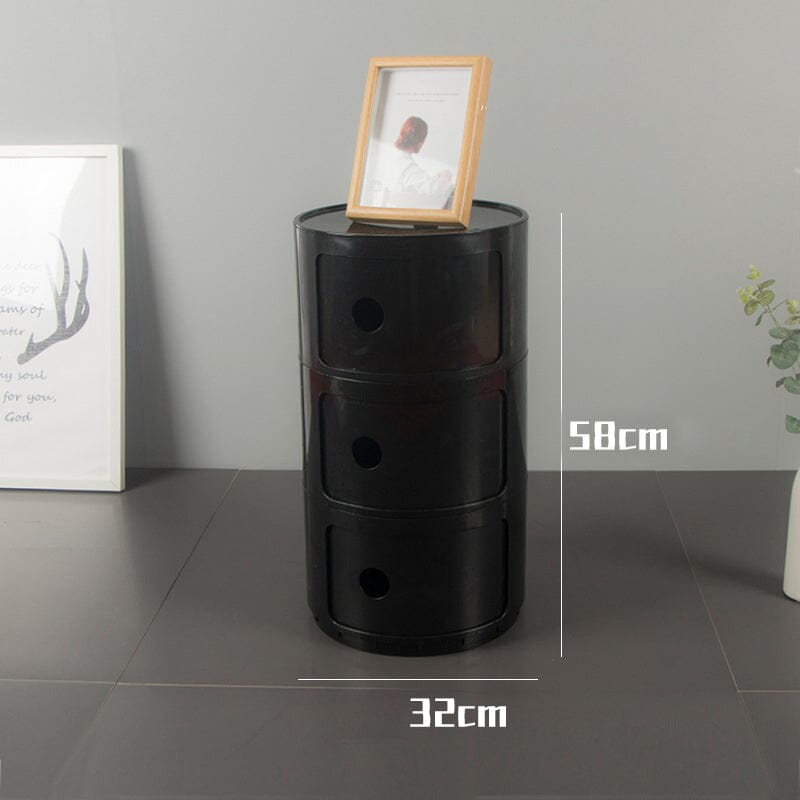 58cm Height Cylindrical 3-Tier Plastic Storage 3 Drawer Unit Storage Drawers Living and Home