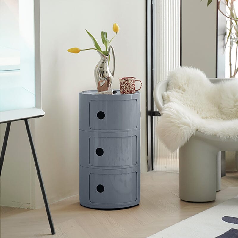58cm Height Cylindrical 3-Tier Plastic Storage 3 Drawer Unit Storage Drawers Living and Home