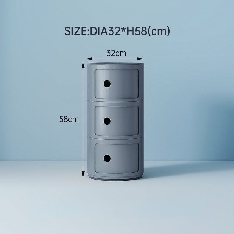 58cm Height Cylindrical 3-Tier Plastic Storage 3 Drawer Unit Storage Drawers Living and Home