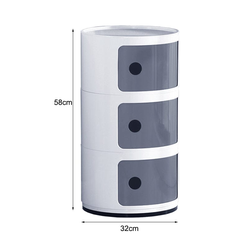 58cm Height Cylindrical 3-Tier Plastic Storage 3 Drawer Unit Storage Drawers Living and Home