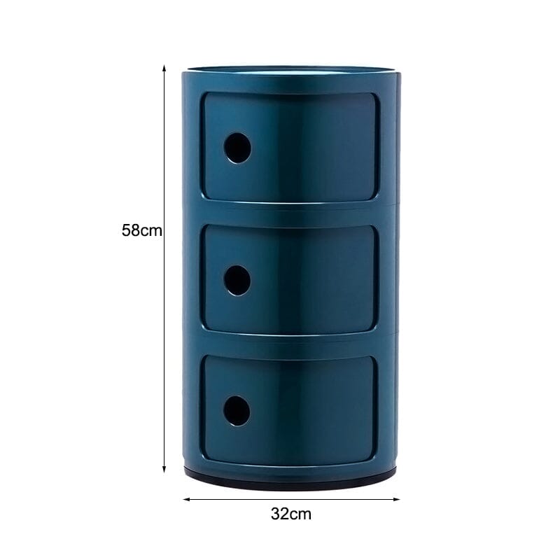 58cm Height Cylindrical 3-Tier Plastic Storage 3 Drawer Unit Storage Drawers Living and Home