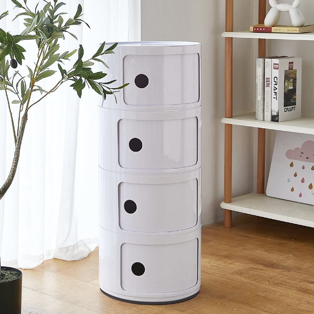 76cm Height Cylindrical 4-Tier Plastic Storage Drawer Unit Storage Drawers Living and Home