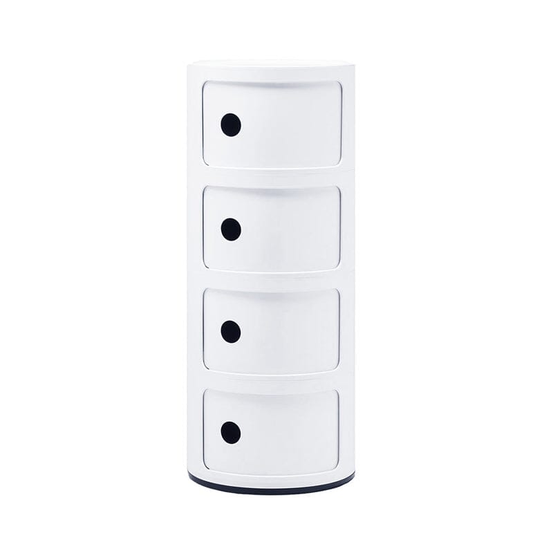 Cylindrical 4-Tier Plastic Storage Drawer Unit Storage Drawer Living and Home White