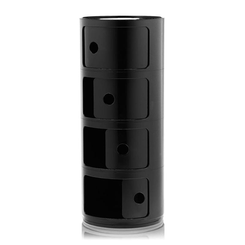 Cylindrical 4-Tier Plastic Storage Drawer Unit Storage Drawer Living and Home Black