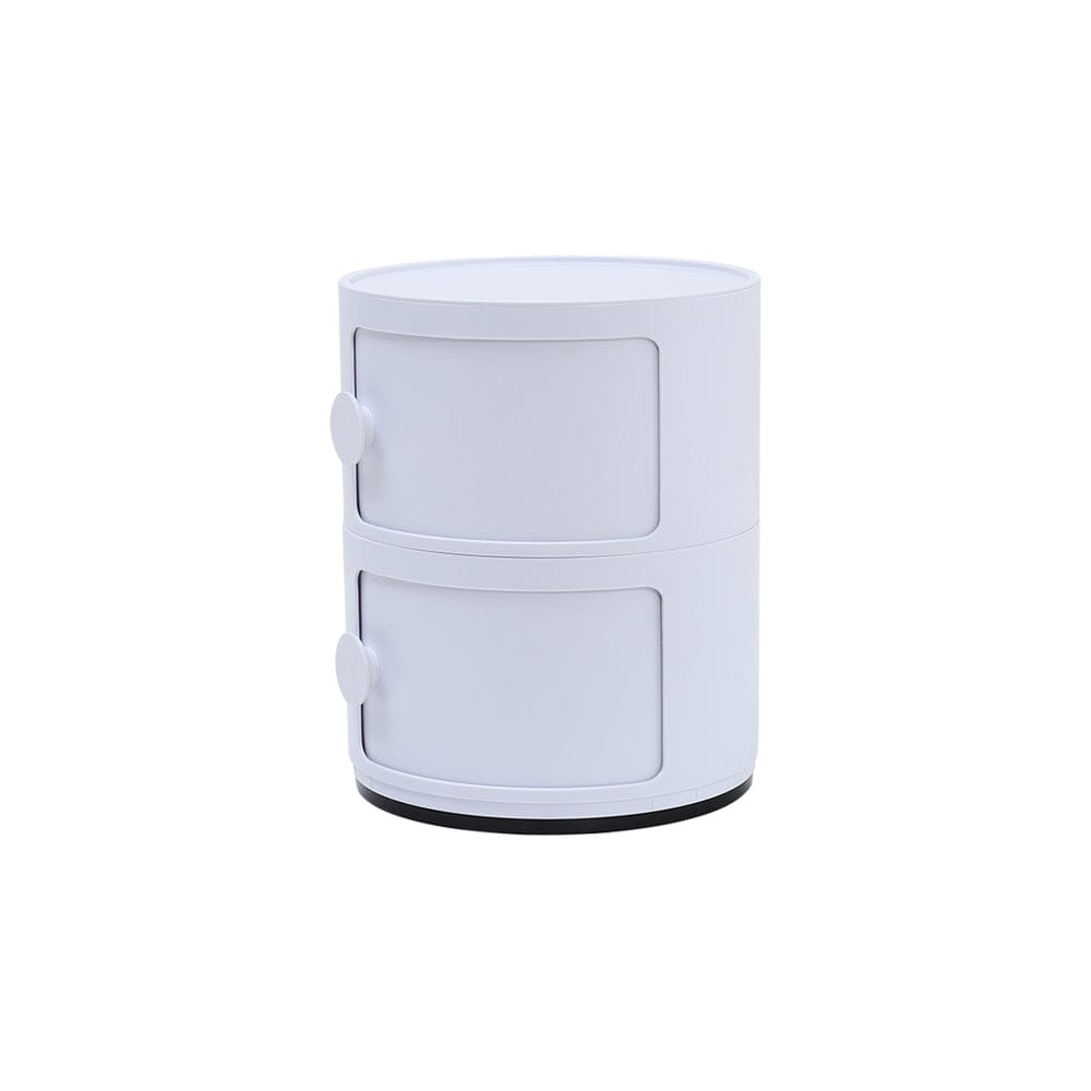 Round 2-Tier Drawer Storage Unit Organizer Storage Drawer Living and Home White