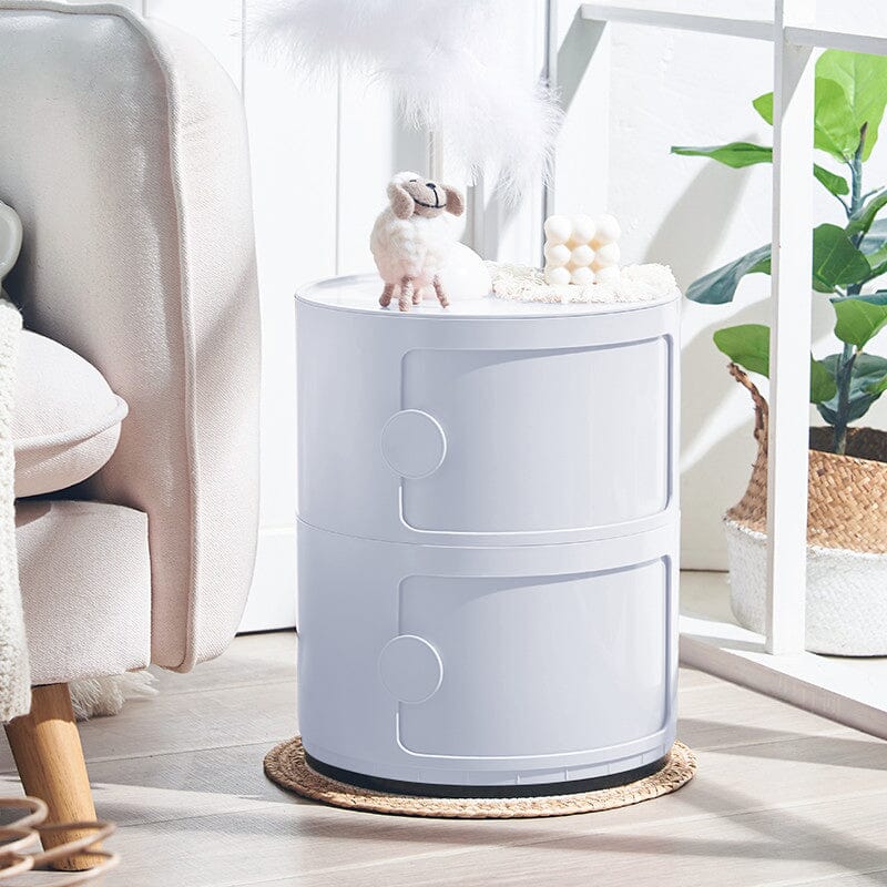 Round 2-Tier Drawer Storage Unit Organizer Storage Drawer Living and Home