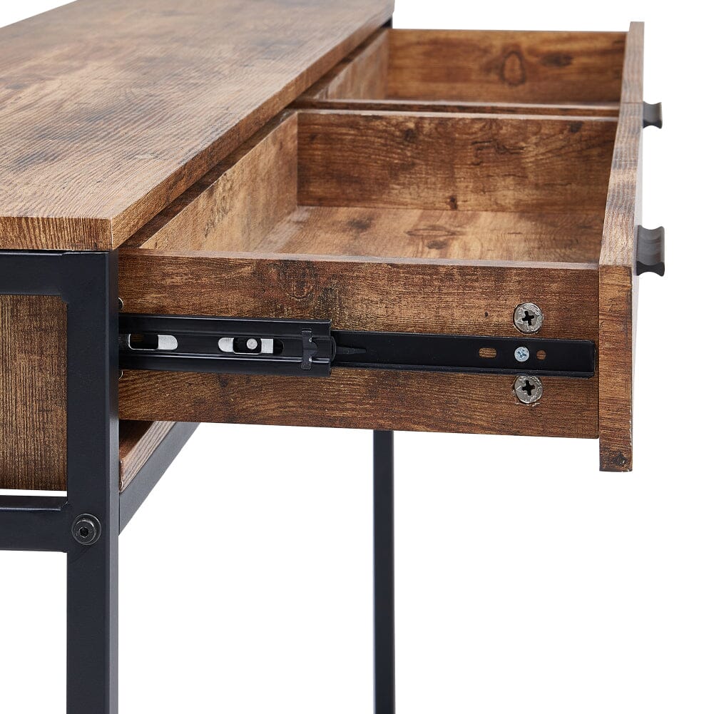 2 Drawers Console Table Storage Stand with Glass Shelf Console Tables Living and Home