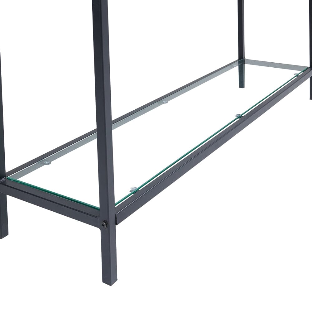 2 Drawers Console Table Storage Stand with Glass Shelf Console Tables Living and Home