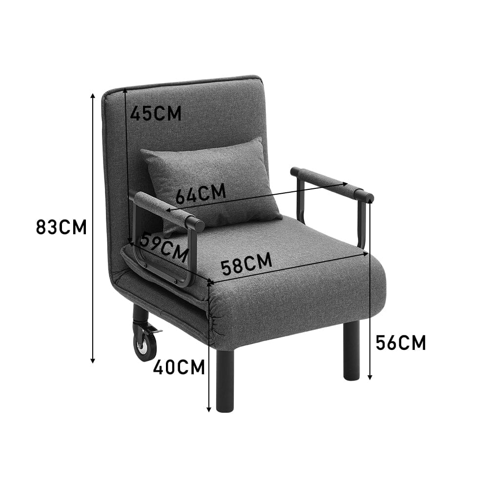 Upholstered Single Sleeper Chair Convertible Sofa Bed with Metal Legs Recliners Living and Home